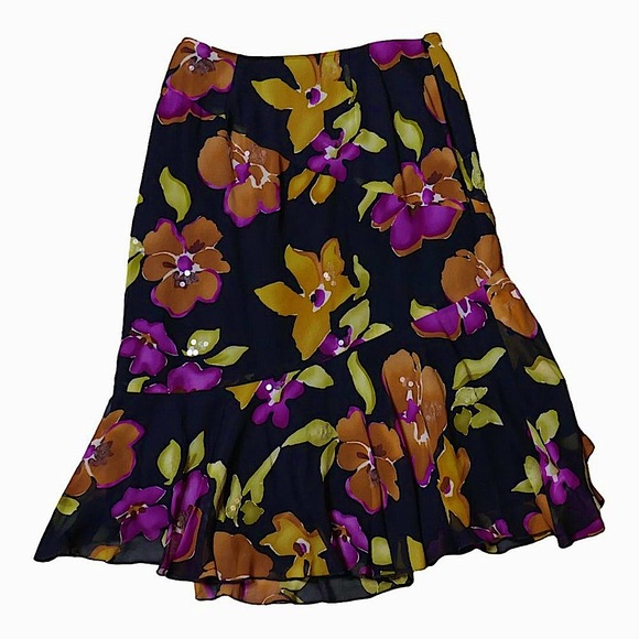 NWT Jones New York 100% Silk Size 4 Floral Flowy Y2K 90s - Picture 2 of 10